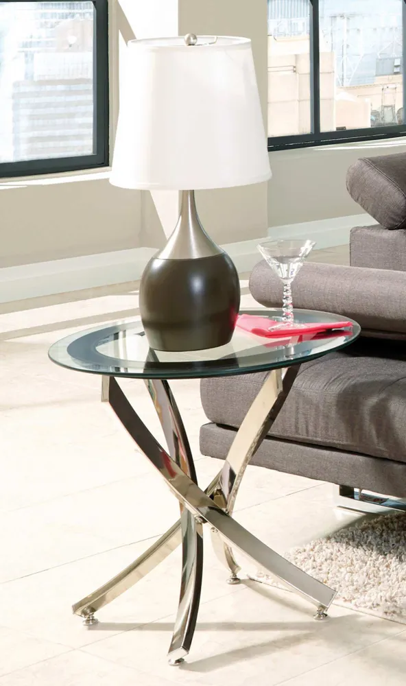 Yorkville Modern Glass Top End Table