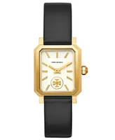 Tory Burch Women's Robinson Black Leather Roller Bar Strap Watch 27x29mm