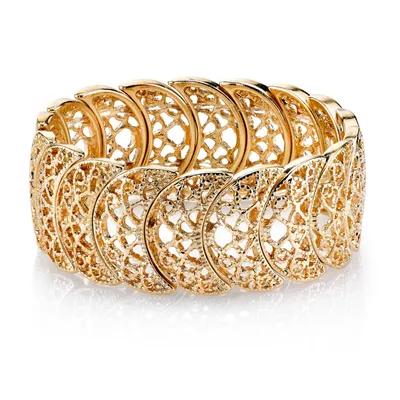 2028 Rose Gold Tone Half Circle Filigree Bracelet