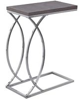 Monarch Specialties Chrome Metal Edgeside Accent Table in Grey