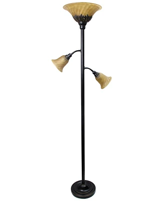 Elegant Designs 3 Light Floor Lamp with Scalloped Glass Shades