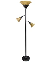 Elegant Designs 3 Light Floor Lamp with Scalloped Glass Shades