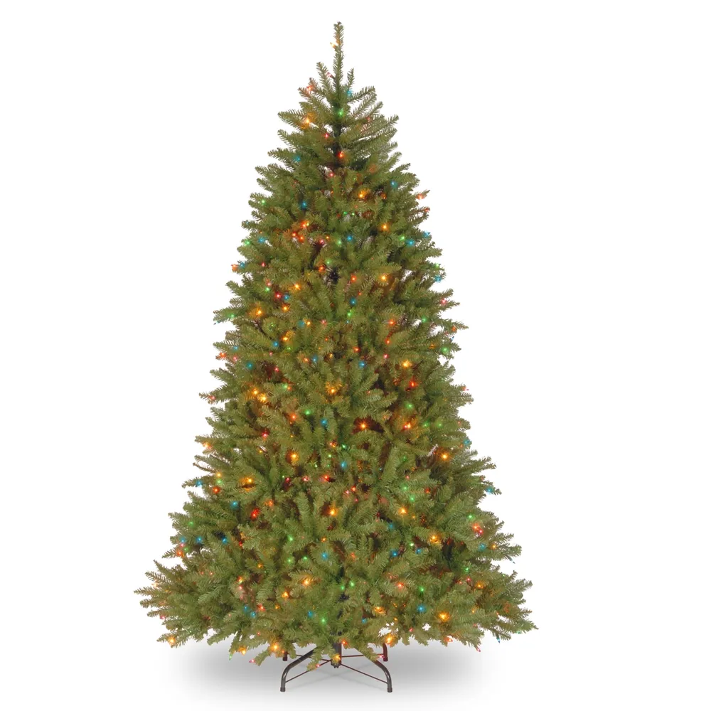 National Tree 7.5' Dunhill Fir Hinged Tree with 750 Multi Lights