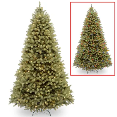 National Tree 9' "Feel Real" Down Swept Douglas Fir Hinged Tree with 900 Low Voltage Dual Led Lights