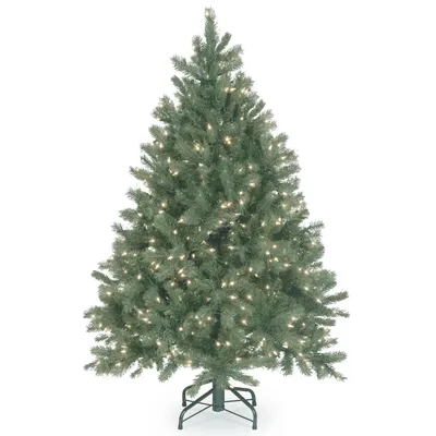 National Tree 4 .5' Feel Real Downswept Douglas Blue Fir Hinged Tree with 450 Clear Lights