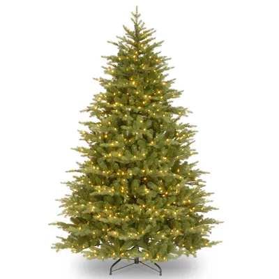 National Tree 9' "Feel Real" Nordic Spruce Medium Hinged Tree with 1100 Clear Lights