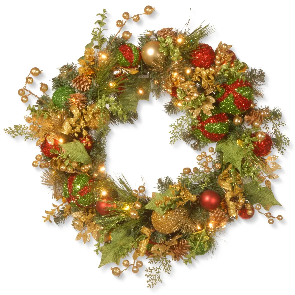 National Tree Company 24" Wreath w/ 50 Warm White Battery Led