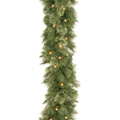 National Tree Company 9' x 10" Wispy Willow Garland with 50 Clear Lights