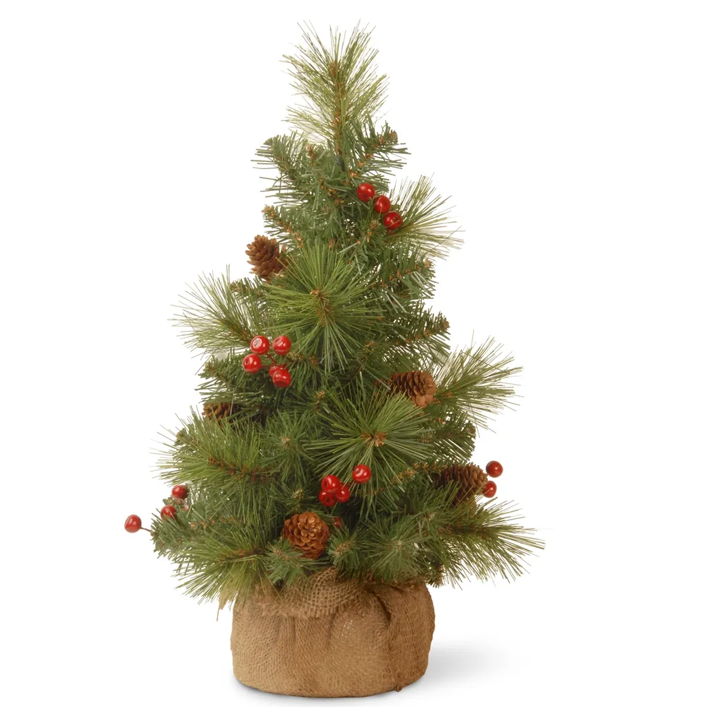 National Tree Company 18" Everyday Collection Miniature Pine Cone & Berry Tree in Burlap