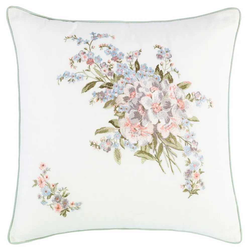 Laura Ashley Harper Embroidered Decorative Pillow, 18" x 18'