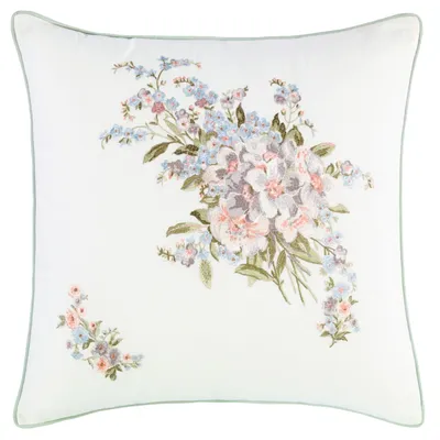 Laura Ashley Harper Embroidered Decorative Pillow, 18" x 18'
