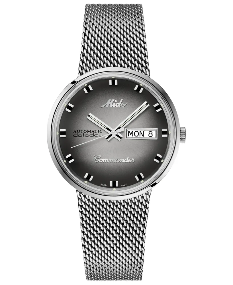 Mido Swiss Automatic Commander Shade Stainless Steel Mesh Bracelet Watch, 37mm - A Special Edition