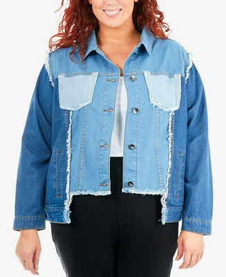 Ny Collection Plus Cotton Multi-Wash Denim Jacket