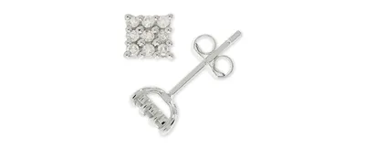 Diamond Square Cluster Stud Earrings (1/5 ct. t.w.) in Sterling Silver