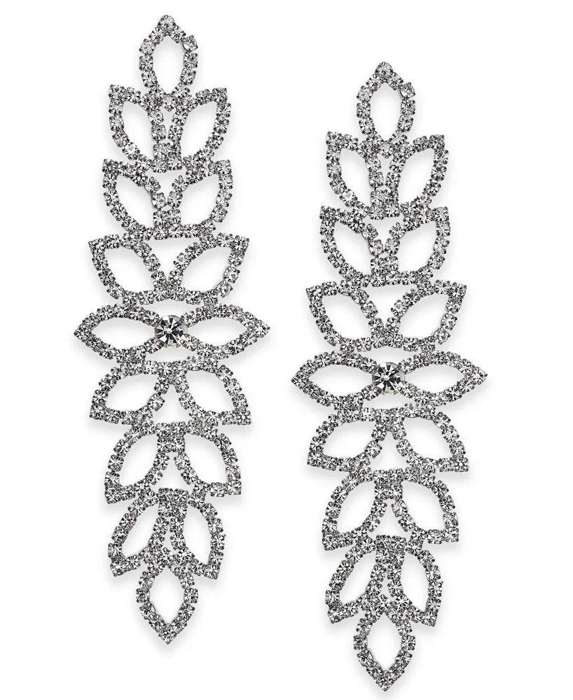 I.n.c. International Concepts Silver-Tone Rhinestone Leaf Statement Earrings