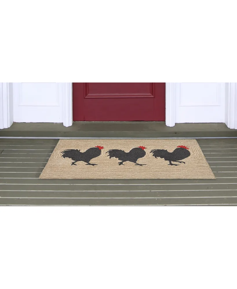 Liora Manne Front Porch Indoor/Outdoor Roosters Neutral 2' x 3' Area Rug