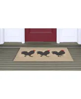 Liora Manne Front Porch Indoor/Outdoor Roosters Neutral 2' x 3' Area Rug