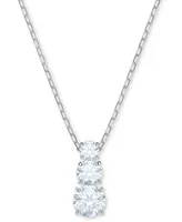 Swarovski Silver-Tone Triple-Crystal Pendant Necklace, 14-4/5" + 2" extender