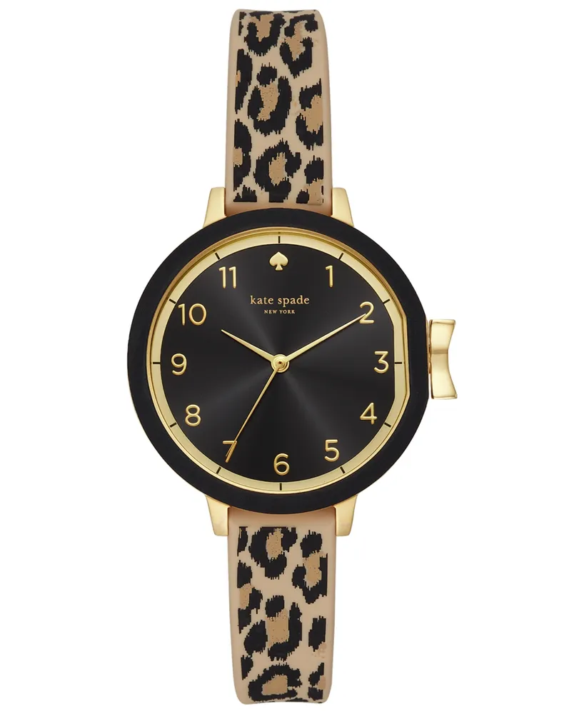 kate spade new york Women's Park Row Leopard Print Silicone Strap 34mm