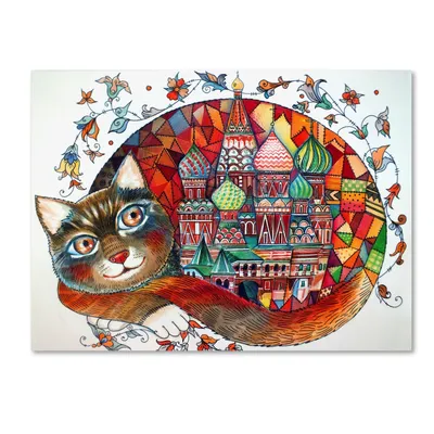 Oxana Ziaka 'Red Cat 3' Canvas Art - 47" x 35" x 2"