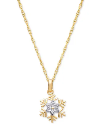 Disney Children's Two-Tone Frozen Snowflake 15" Pendant Necklace in 14k Gold
