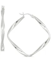 Simone I. Smith Twisted Square Hoop Earrings in Sterling Silver