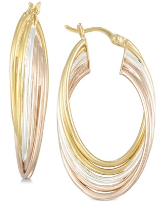 Simone I. Smith Tricolor Multi-Ring Hoop Earrings in Sterling Silver and 18k Gold & Rose Gold over Sterling Silver