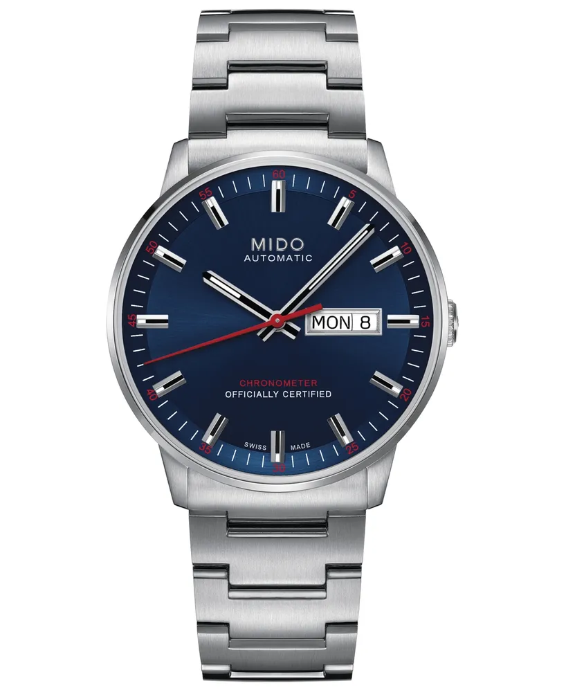 Mido Men's Swiss Automatic Commander Ii Cosc Stainless Steel Bracelet Watch 40mm