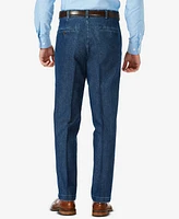 Haggar Men's Stretch Denim Classic-Fit Pleated Pants