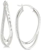 Simone I. Smith Glitter Twist Double Oval Hoop Earrings in Sterling Silver