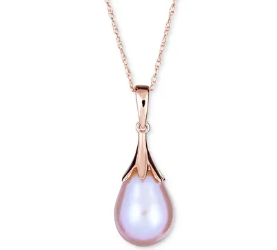 Cultured Freshwater Pearl (9mm) Claw Pendant Necklace 18" 14K Yellow Gold (Also available White or Rose Gold)