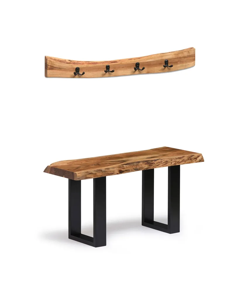 Alaterre Furniture Alpine Natural Live Edge 36 Bench with Coat