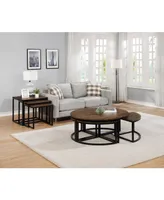 Alaterre Furniture Arcadia Wood 42" Round Coffee Table with Nesting Tables