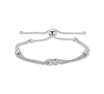 Diamond X Bolo Bracelet (1/8 ct. t.w.) in Sterling Silver