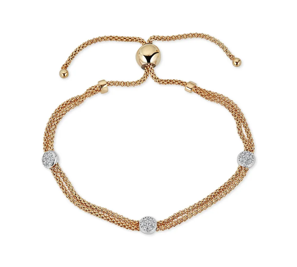 Diamond Beaded Bolo Bracelet (1/6 ct. t.w.) in Sterling Silver & 14k Gold-Plate