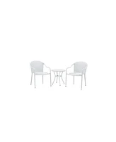 Palm Harbor 3 Piece Outdoor Wicker Cafe Seating Set - 2 Stacking Chairs And Round Side Table