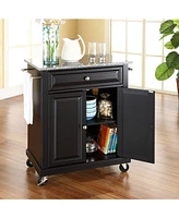 Solid Granite Top Portable Kitchen Cart Island