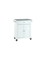 Solid Granite Top Portable Kitchen Cart Island