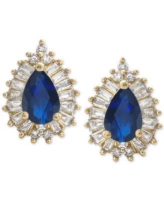 Sapphire (1 ct. t.w.) & Diamond (1/3 ct. t.w.) Stud Earrings in 14k Gold (Also Available in Ruby & Emerald)