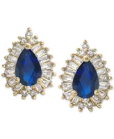 Sapphire (1 ct. t.w.) & Diamond (1/3 ct. t.w.) Stud Earrings in 14k Gold (Also Available in Ruby & Emerald)