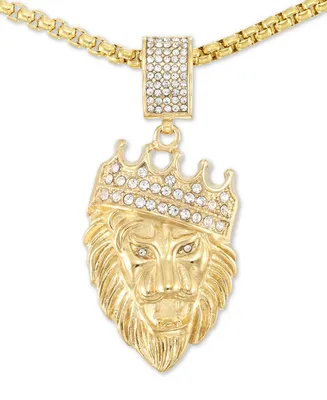 Legacy for Men by Simone I. Smith Crystal Lion King 24" Pendant Necklace Gold-Tone Ion-Plated Stainless Steel