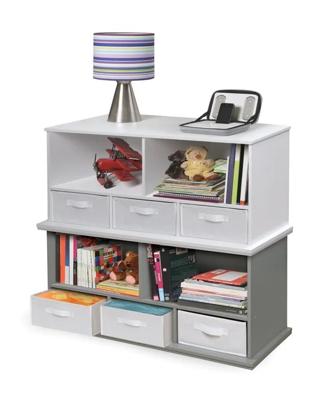 Stackable Shelf Storage Cubby with Three Baskets - White - Badger