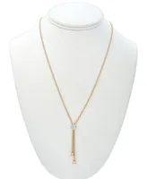 Diamond Two-Tone Lariat Necklace (1/8 ct. t.w.) in 14k Gold-Plated Sterling Silver, 20" + 3" extender
