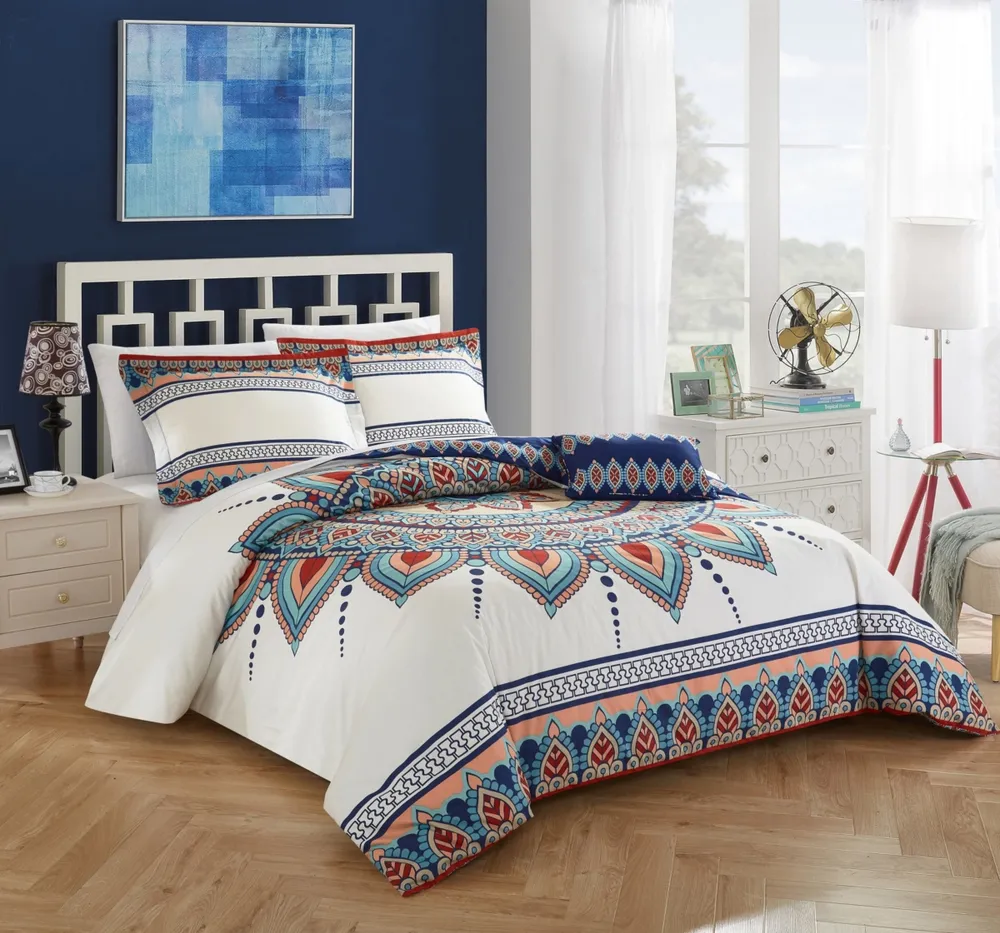 Chic Home Utopia 4 Piece Queen Duvet Cover Set - Blue