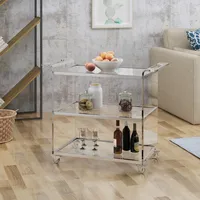 Yves Acrylic Bar Trolley with Glass Shelves