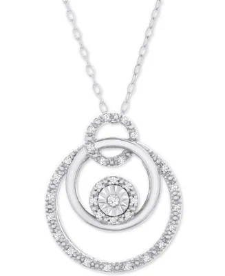 Diamond Triple Circle 18" Pendant Necklace (1/10 ct. t.w.) in Sterling Silver