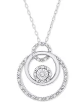 Diamond Triple Circle 18" Pendant Necklace (1/10 ct. t.w.) in Sterling Silver