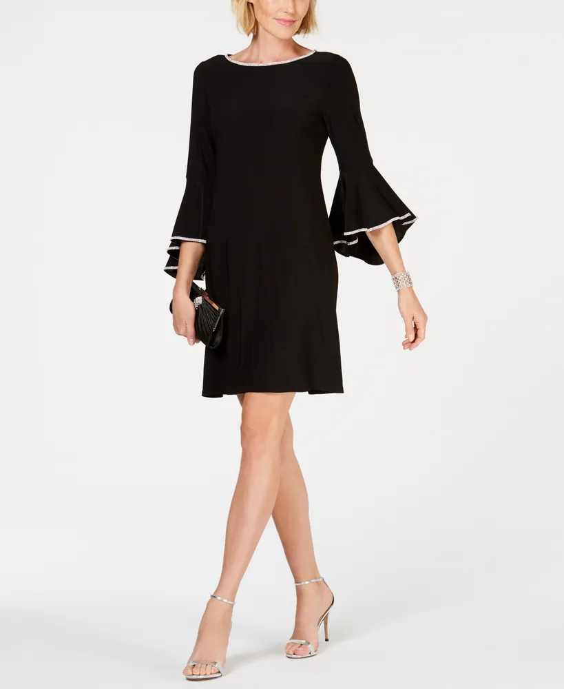 Msk Rhinestone-Trim Bell-Sleeve Dress