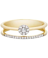 Wrapped Diamond Cluster Double Ring (1/6 ct. t.w.) 14k Gold, Created for Macy's