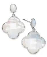 Mother-of-Pearl Clover Drop Earrings in Sterling Silver